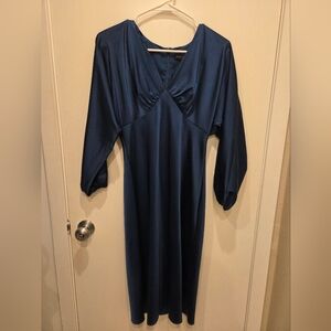 Elegant Teal Blue Midi Dress 2P